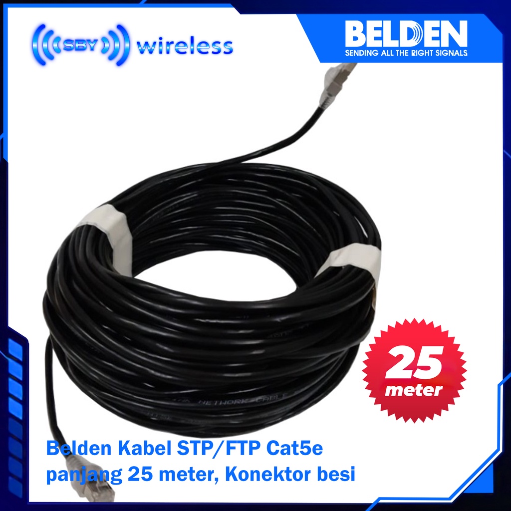 Kabel STP/FTP Cat5e Belden ORIGINAL USA panjang 25 meter plus rj45  dikedua ujungnya