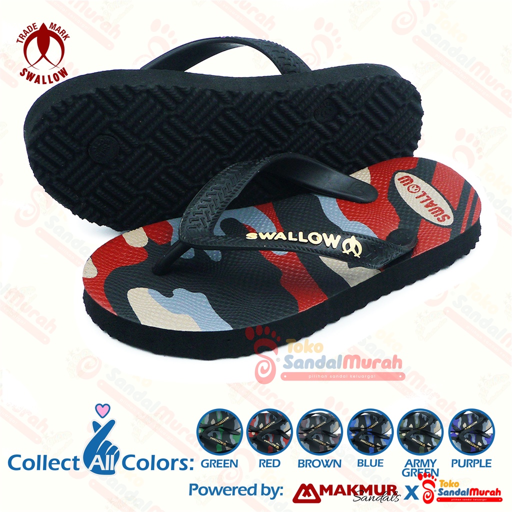 Toko Sendal Murah - Sendal Swallow terbaru - Sandal Jepit Swallow Camo Kids - Motif Military Original. Sandal Japit Anak original legendaris Swallow Indonesia dengan bahan karet terbaik empuk dan anti slip. Sendal rumah atau sandal untuk jalan jalan Anak