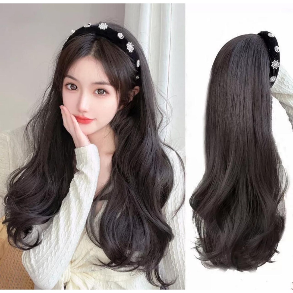 wig bando hitam curly wig curly bando hitam NN04