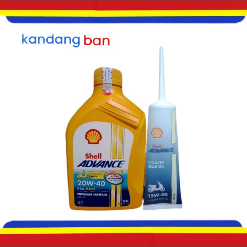 PAKET OLI SHELL ADVANCE MATIC AX5 20W-40 0.8L + OLI GEAR SHELL 120 ML 100% ORIGINAL FOR ALL MATIC