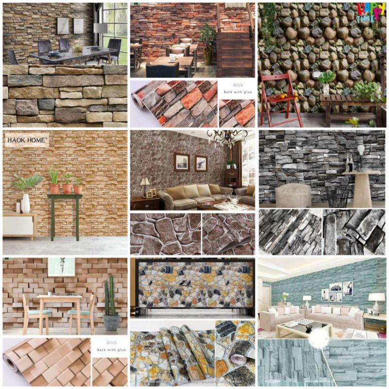 Jual Wallpaper Dinding Sticker Dinding Motif Batu Alam Batu Abu Batu
