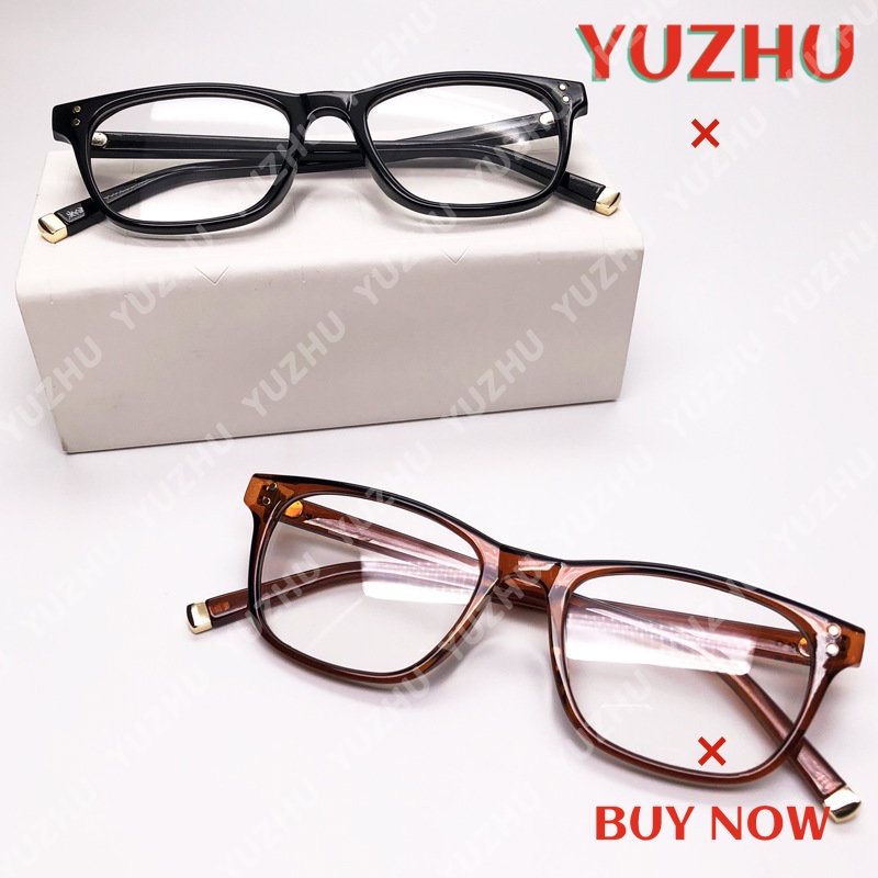 (YUZHU) Klasik Fashion Meter Spike Square Frame Eyeglasses PC Frame Anti Blue Light Kacamata Komputer