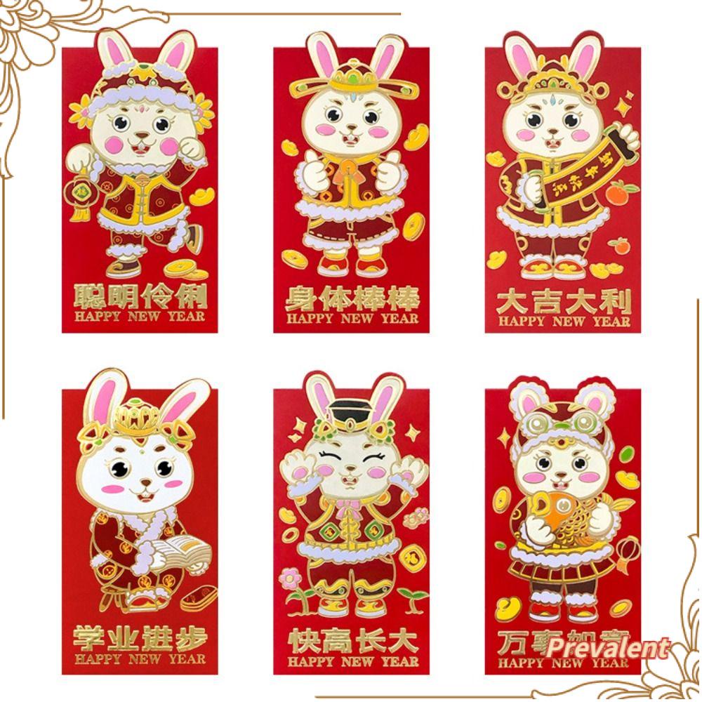 Preva 24pcs Kelinci Amplop Merah Berkah Lebar Pakai Festival Musim Semi Imlek Tahun Baru