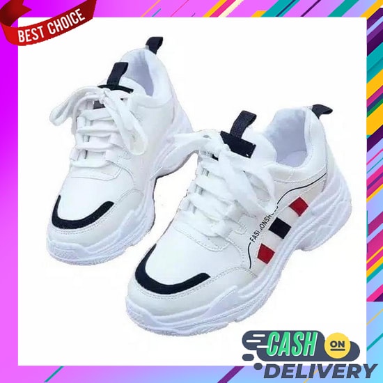 Sneakers Wanita Sneaker Anak Perempuan Laki Asli Korea Sr Import Hitam Tali Cowok Tinggi Sepatu Kere