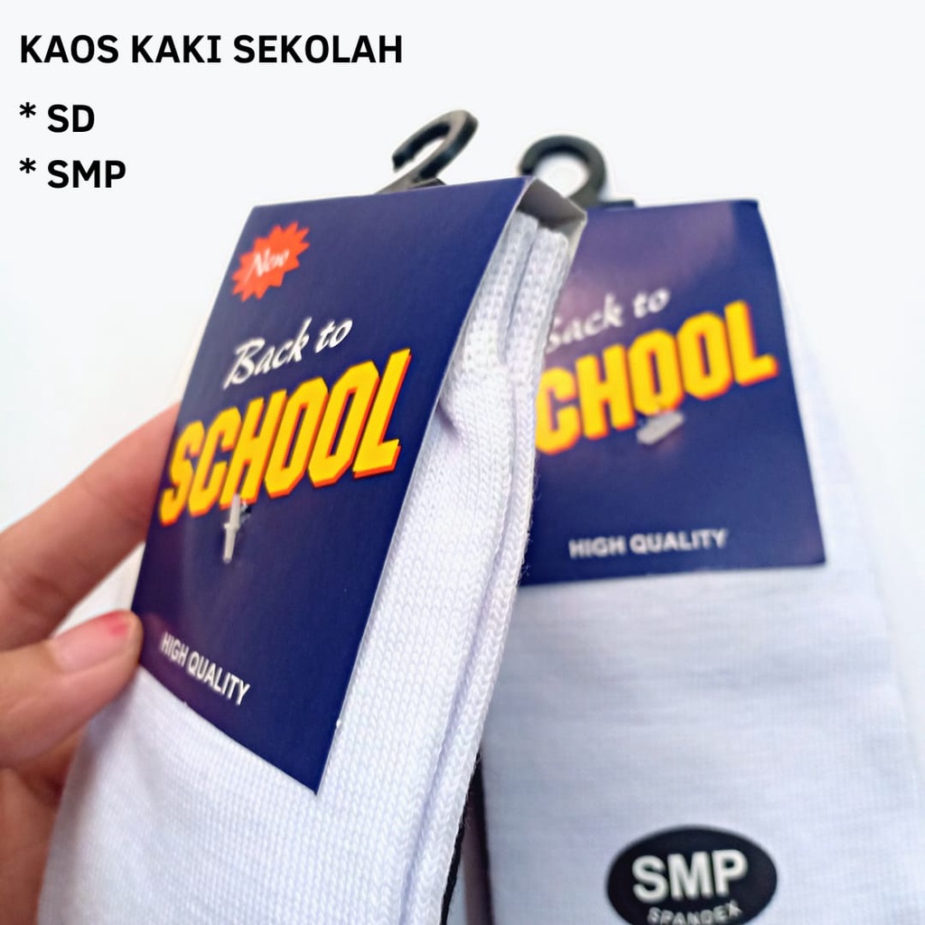 Kaos Kaki Sekolah SD SMP Putih Hitam-Kaos Kaki Back to School-Laki-laki Perempuan-Bahan Spandex PE-Bisa COD