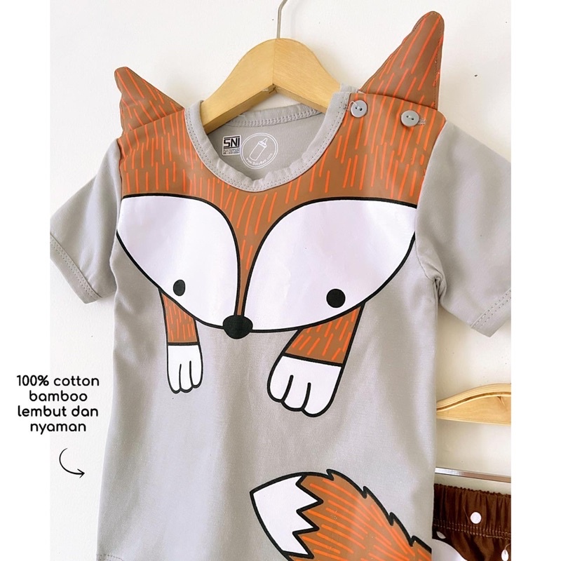 NEW COTTON BAMBOO Babybeb Baju Setelan Kaos Celana Pergi Jalan Lucu Fashion Anak Bayi Cowok Laki Murah SWIMMING WHALE classic fox kind tiger boho cars