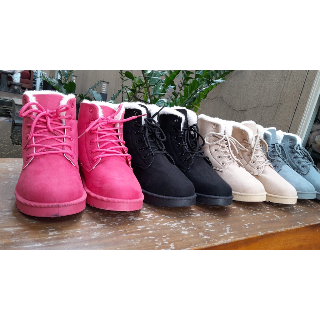 IMPORT WOMAN SUEDE WINTER BOOTS THERMAL SHOES SEPATU WANITA MUSIM DINGIN