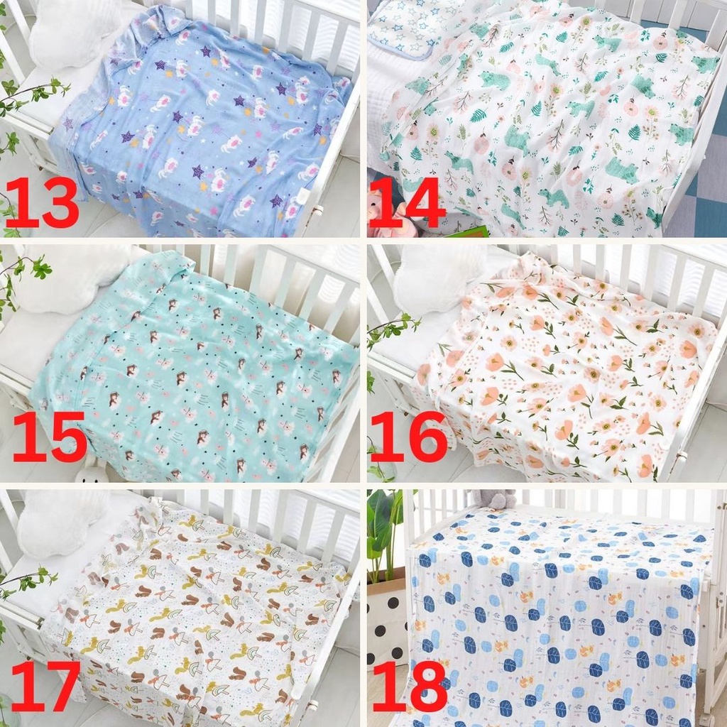 Muslin Swaddle Organic / Swaddle Bamboo / Bedong Bamboo /Selimut Bayi / TL