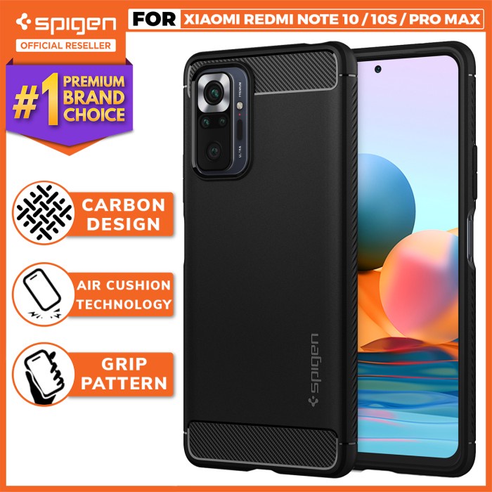 Case Xiaomi Redmi Note 10 /10S/ Pro Max Spigen Rugged Armor Carbon - Note 10/10S, Black
