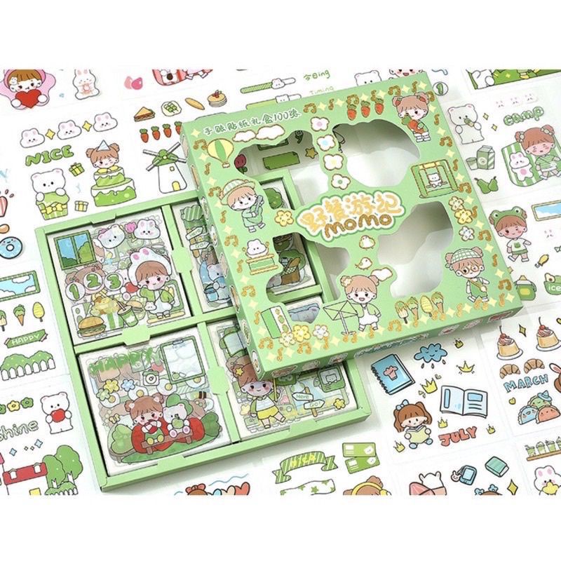 100 Lembar Stiker Motif Kartun Korea Lucu Anti Air Dekorasi DIY Handbook Scrapbook P54