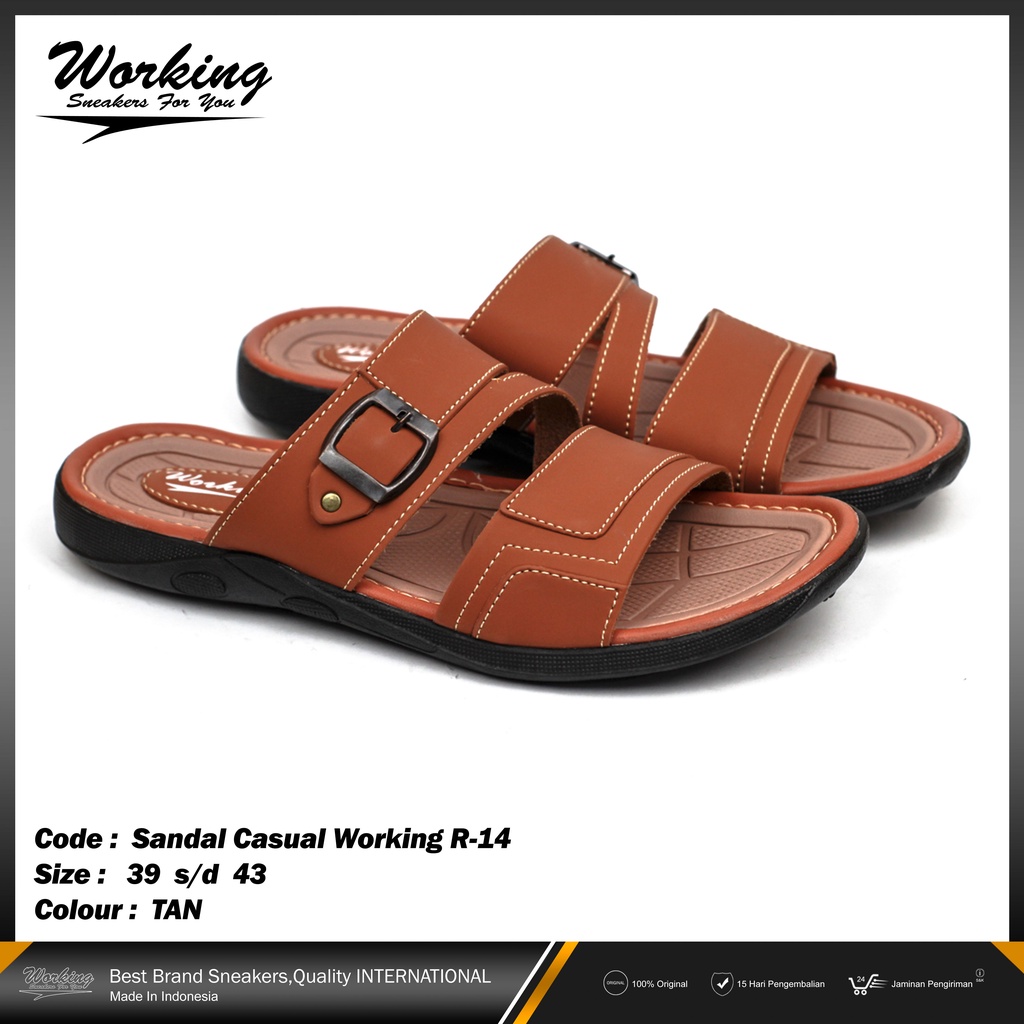 Sandal Slop Pria Kulit Original Working R-14 Terbaru