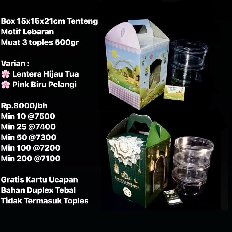 

(Kode)[R45Z]㊛ Box 15x15x21cm Tenteng Motif Lebaran Muat 3 Toples 500gr kekinian