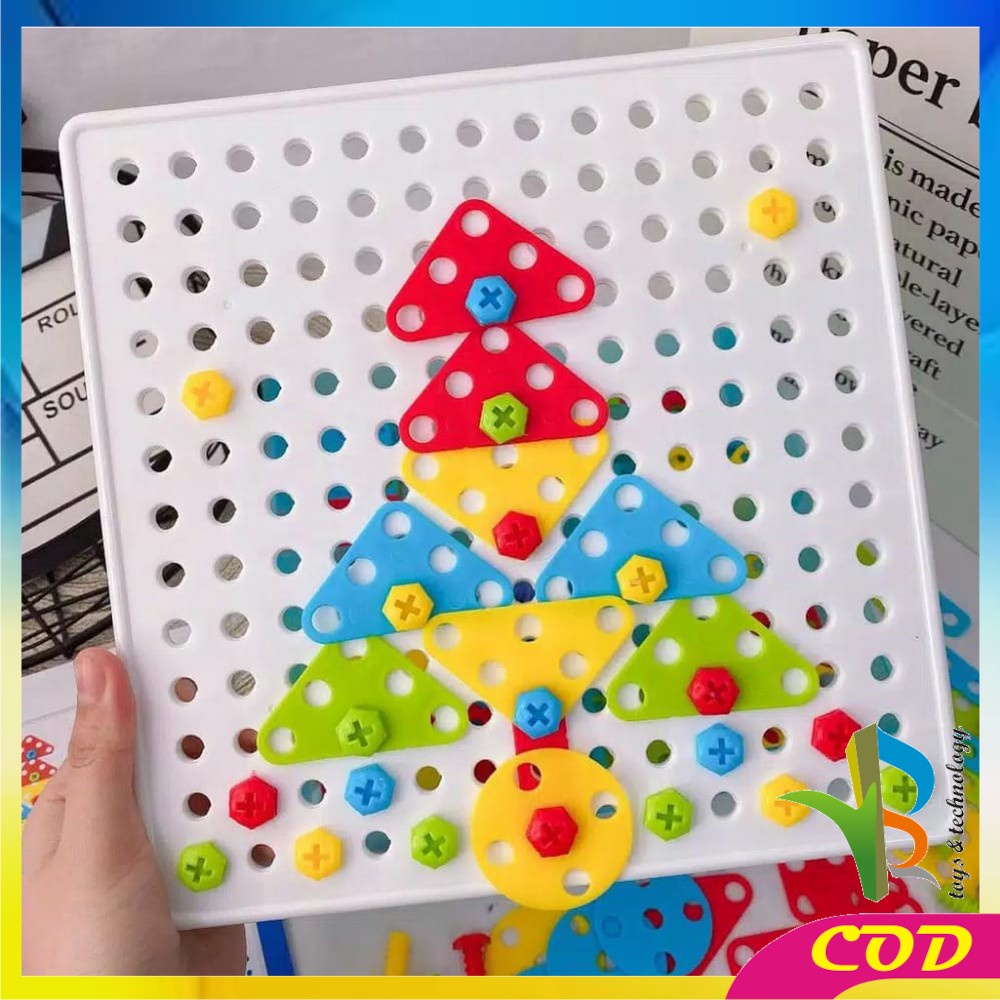 RB-M41 Mainan Edukasi Anak Creative Puzzle DIY Bor Obeng Sekrup 180PCS Mainan Block Susun Baut