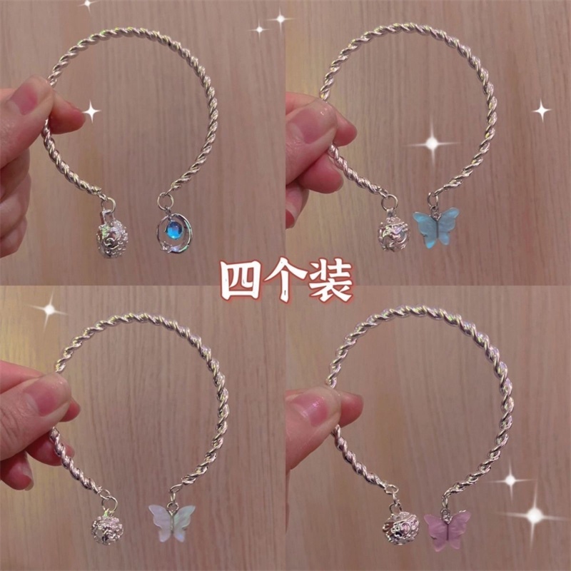 Gelang Mutiara Desain Laurel Dog Butterfly Bell Adjustable Untuk Pria Dan Wanita