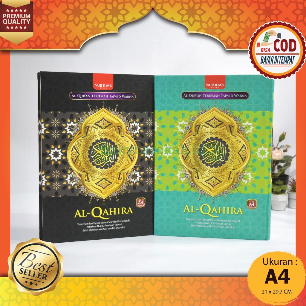 Alquran Terjemah dan Tajwid Warna - Alquran Al Qahira A4 Tajwid Warna - Quran tajwid warna Besar A4