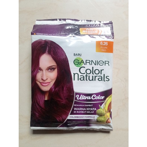 GARNIER PEWARNA RAMBUT WARNA NYATA DIRAMBUT GELAP PLUM RED COLOR NATURALS