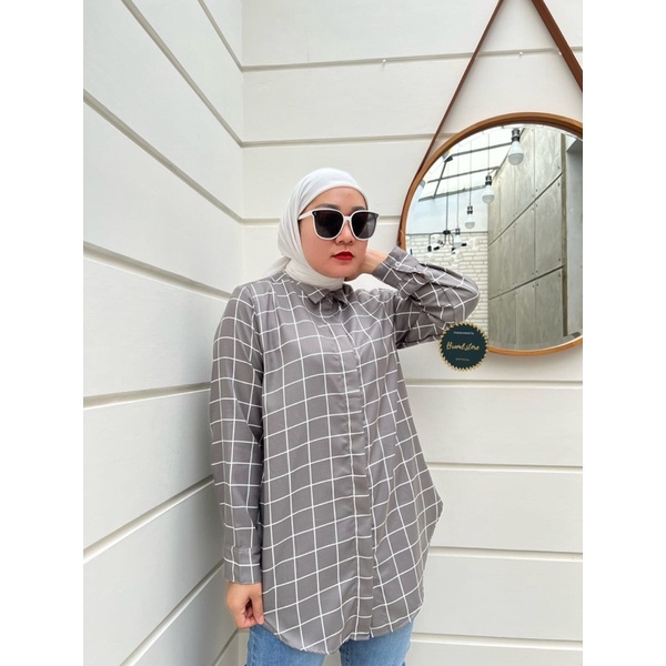 Kemeja Kasual Motif Berkerah Shakila Premium