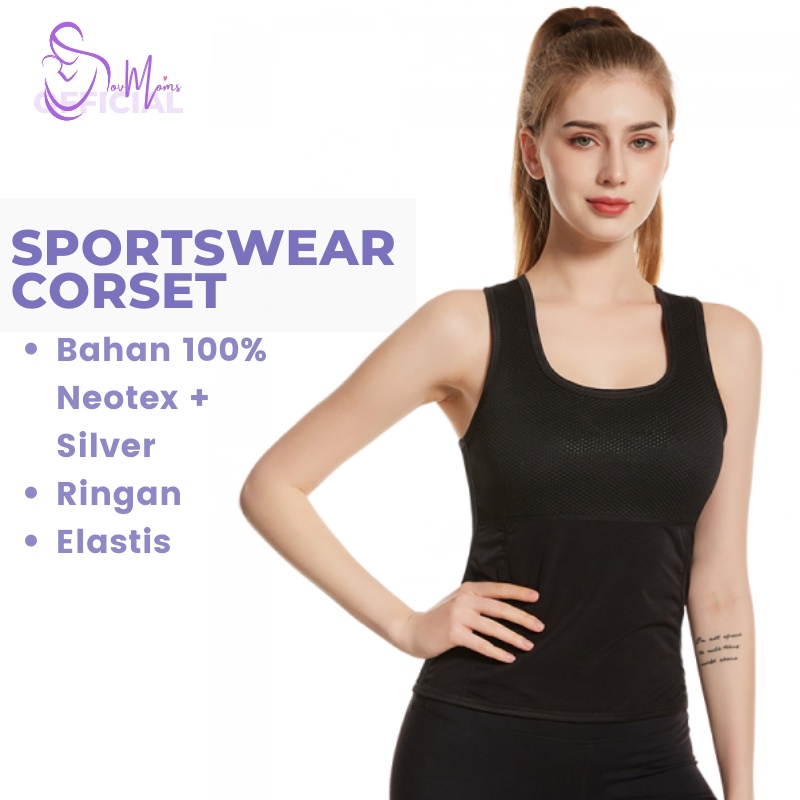 Baju Olahraga Pelangsing Pembakar Lemak Perut Buncit Wanita CAMI Tengtop Silver Alat Penurun Berat Badan Pinggang Korset Olahraga Joging Jogging Senam Gym Fitness Pembakar Lemak Wanita Cewek Pakaian Dalam Underwear Sauna Pembakar Lemak Tubuh Wanita