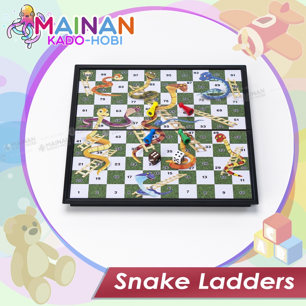MAINAN ANAK MAGNETIC BOARD GAME DADU ULAR TANGGA SNAKE LADDER
