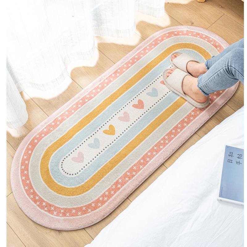 Holiven Karpet Keset Kamar Tidur Panjang Unik Lucu Modern Minimalis Bulu Halus Lembut 50x120