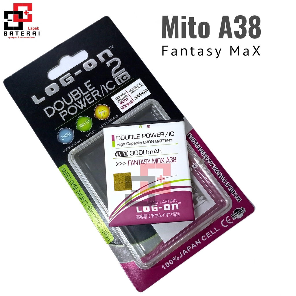 LOG - ON Baterai Mito A38 Fantasy Max BA00100 Double IC Protection Battery Batre