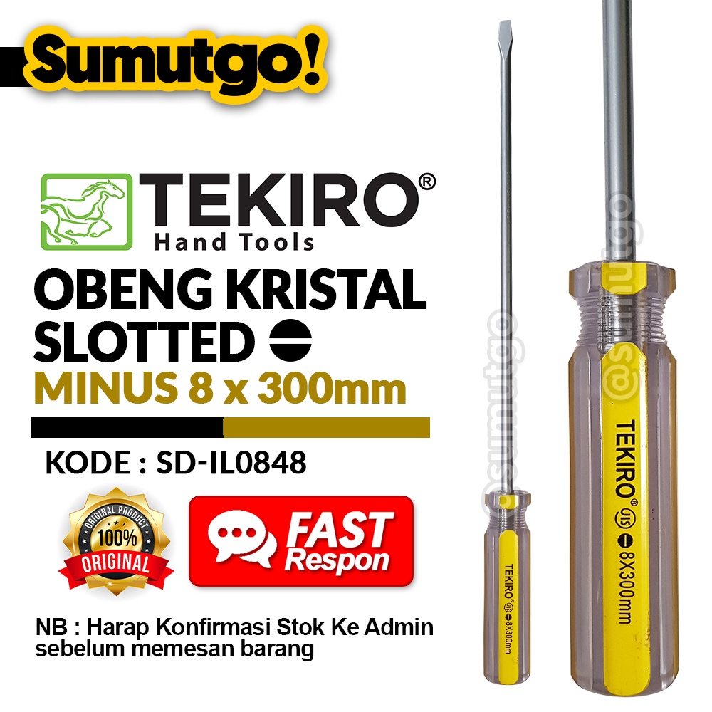 Obeng Kristal Minus Gemuk Besar Panjang 8 x 300 mm TEKIRO Inline Screwdriver 12 inch 12" 300mm