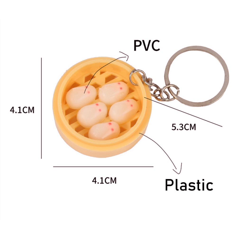 Yamata Gantungan Kunci Makanan Dimsum Simulasi Mode Baru untuk Pria Wanita Gantungan Kunci Liontin Kumpling Kukus Gantungan Kunci Liontin Hadiah Perhiasan