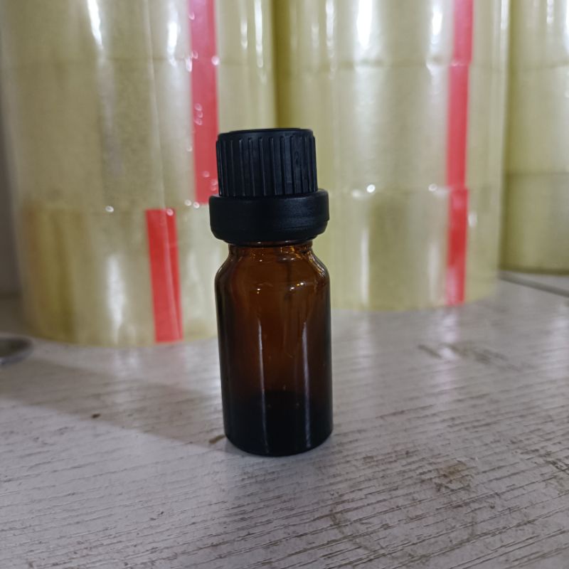 Botol kaca 10ml tutup filler tetes segel / essential oil / droper sealed -10ml amber tebal