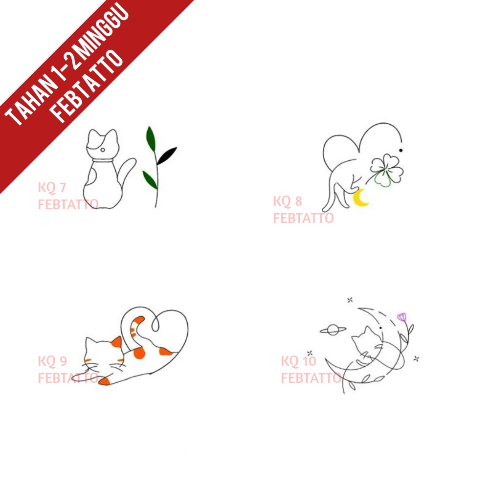 Tato Temporer Tato kucing planet bunga Stiker Tatto - KQ 7-10