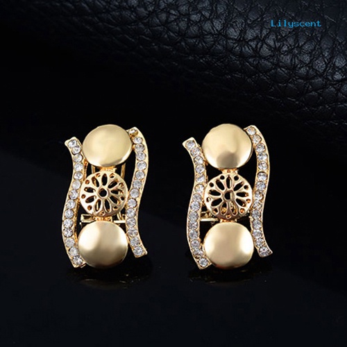 [LS] Hadiah Pengantin Wanita Bunga Bulat Drop Kerah Kalung Gelang Cincin Anting Set