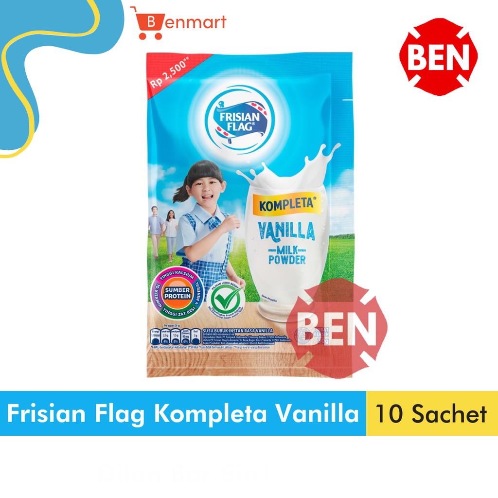 

Frisian Flag Kompleta Vanila 1 Renceng 10 Sachet 30g 30gr - Susu Bubuk Instan Vanilla