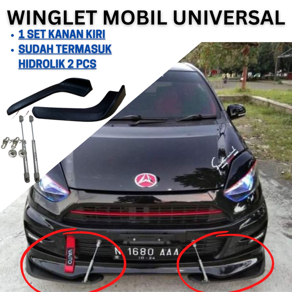 WINGLET SET HIDROLIK UNTUK MOBIL UNIVERSAL SATU SET KANAN KIRI + HIDROLIK