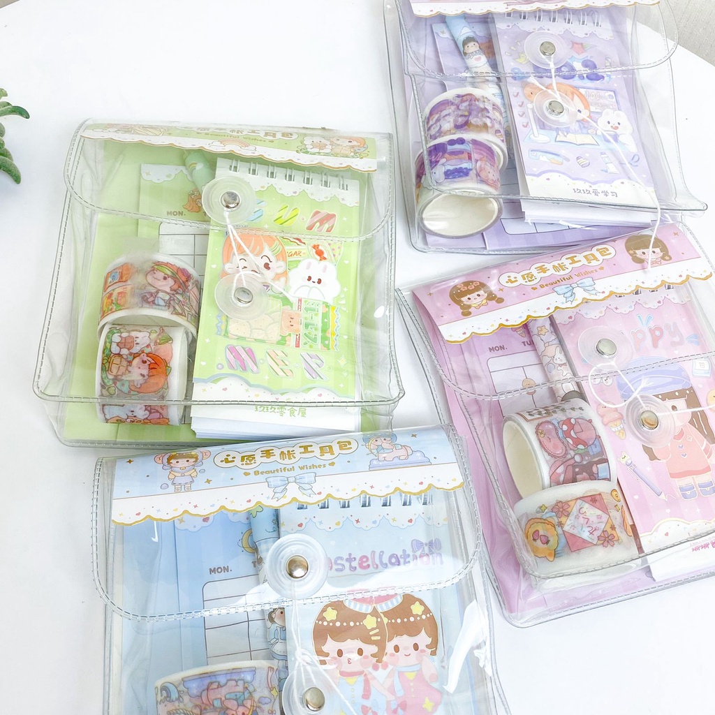

JBE-SCD PAKET STICKER AGENDA NOTEBOOK WASHITAPE / 4 IN 1 POUCH STIKER SOLATIP CEWE KARTUN TERMURAH BISA GROSIRAN