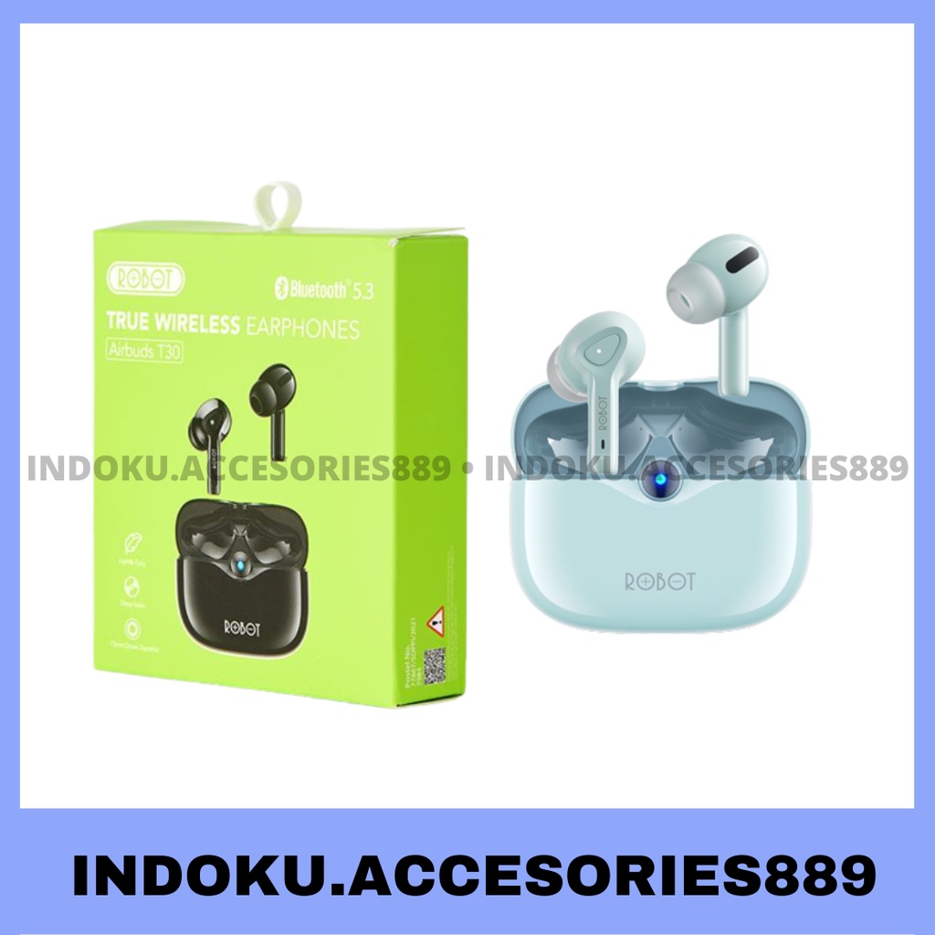 Robot TWS Wireless Earphone Airbuds T30 Original BT 5.3 True Wireless Headset Bluetooth Earbuds