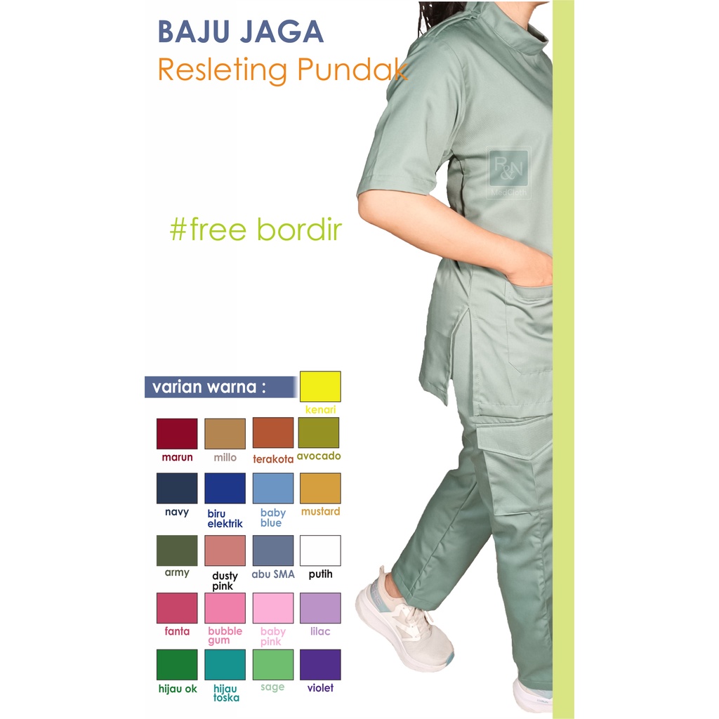 Baju Jaga Cargo Resleting Pundak/Baju OK/Scrubs