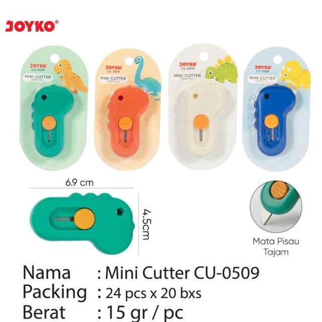 

Cutter mini / Silet kecil / Kater CU-0509 CU0509 Joyko warna warni