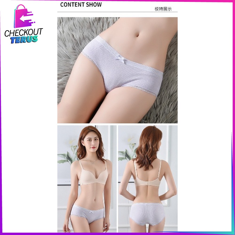 CT P533 Celana Dalam Wanita Panty Polos Pita Pakaian Dalam dengan Hiasan Pita Cewek Kekinian Import