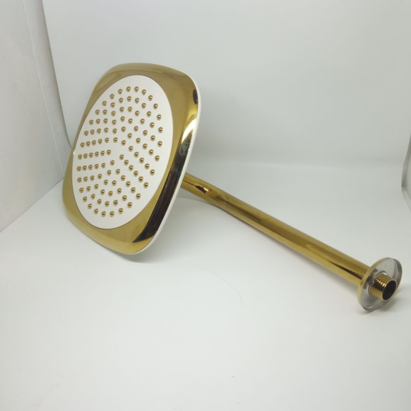 wall shower gantung sower tanam atas dinding kotak bulat 8 inch wal shawer besar stainless Warna Gold