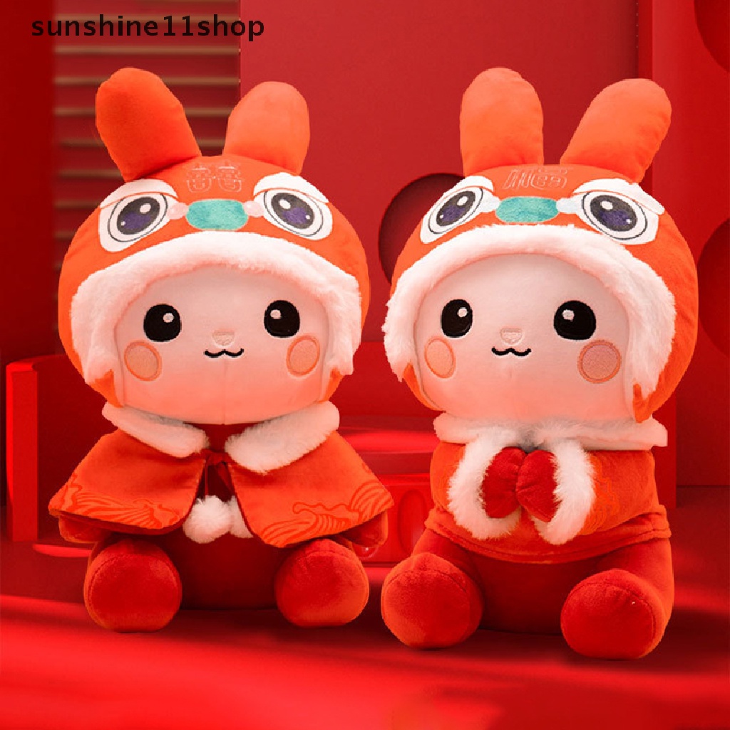 Sho 2023tahun Baru Imlek Shio Merah Jubah Kelinci Mainan Mewah Bunny Maskot Boneka Mewah N