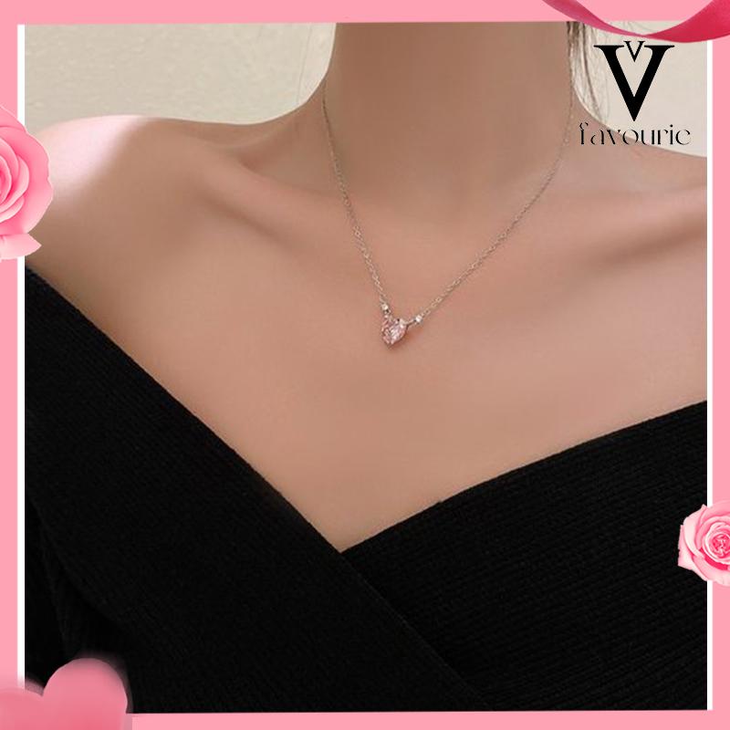 CODkalung cinta mewah yang manis dan ringan  kalung liontin zirkon  desain niche wanita-FA