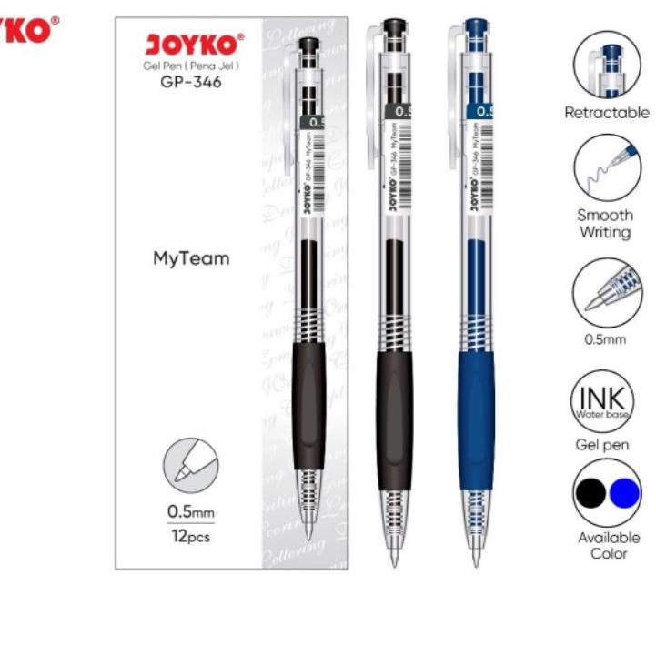 

JY7✱ Pulpen JOYKO GEL My Team GP-346 Retractable 0.5mm - 12 Pcs Barang Bagus