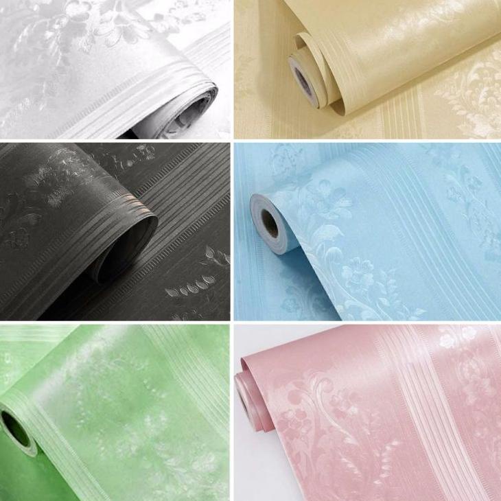 Grosir Update Wallpaper Dinding Polos Bunga Emboss Putih Bunga Salur Bertekstur Bunga Timbul Hijau b