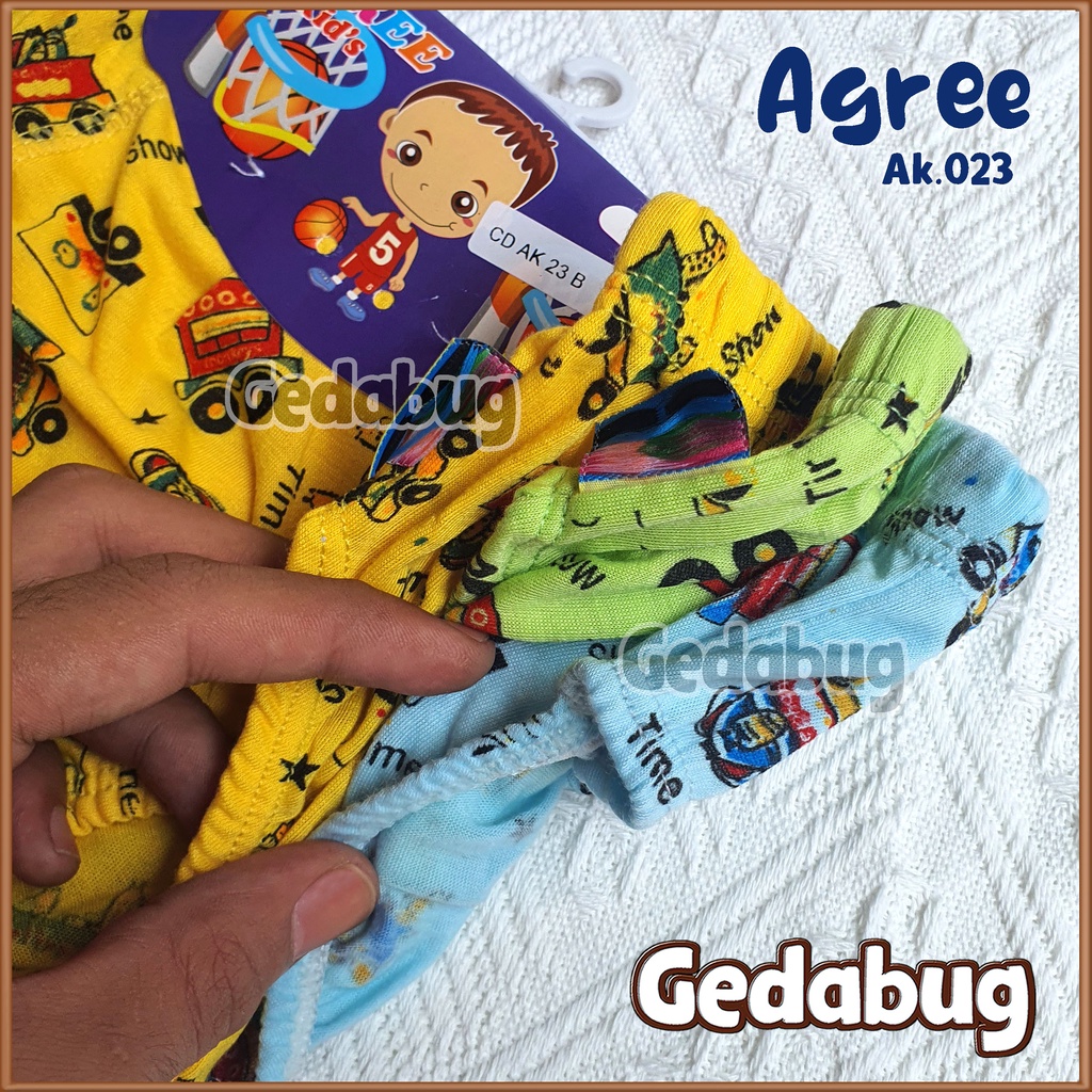 3 pcs - Celana Dalam AGREE Kids AK 23 / CD Anak Boy Warna Full Print - Cd Agree AK 023 | Gedabug