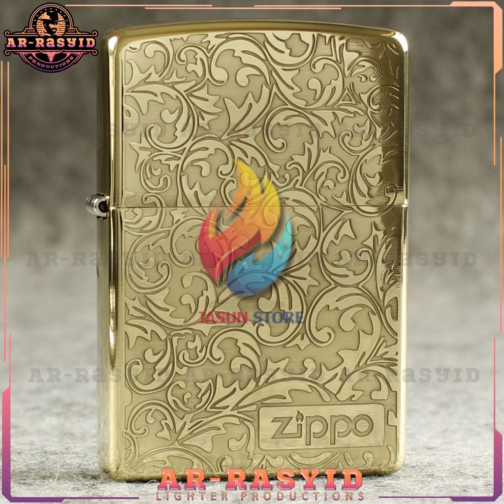 BISA COD!! Korek Api Minyak Zippo Gold Motif Batik Ukir 3845-44