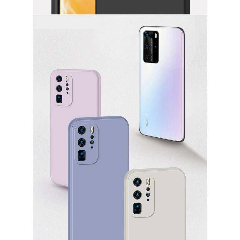 Untuk Huawei P50 P40 P30 P20 Pro Square Original Silikon Cair Lembut Casing Ponsel Shockproof Cover Untuk Huawei Mate40 30 20 Pro