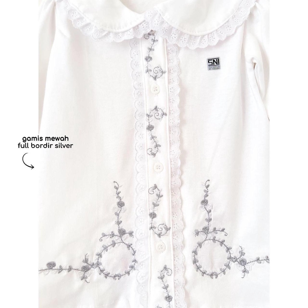 GAMIS MEWAH AQIQAH /PURE WHITE Baju setelan dress muslim lebaran bandana sepatu lucu cantik anak bayi cewek perempuan