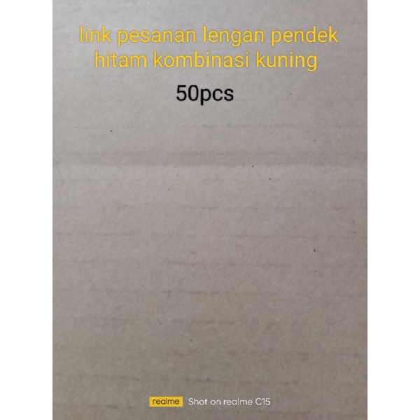 kemeja wearpack lengan pendek hitam kombinasi kuning