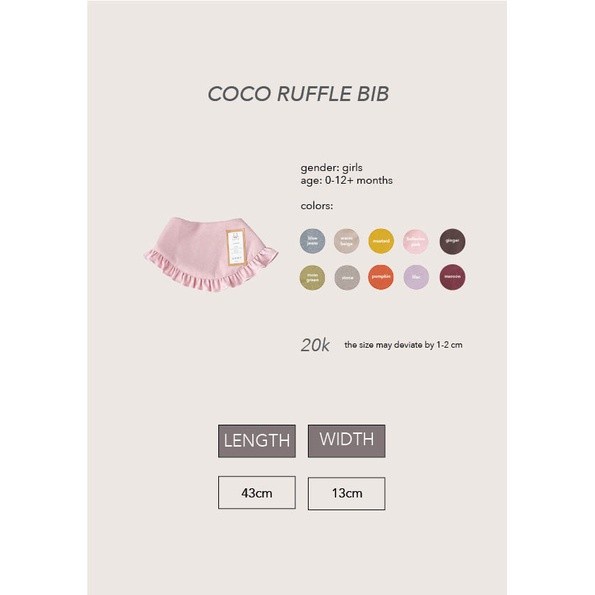 COCO POP RUFFLE BIB Tadah Liur Slabber Polos Katun Cotton