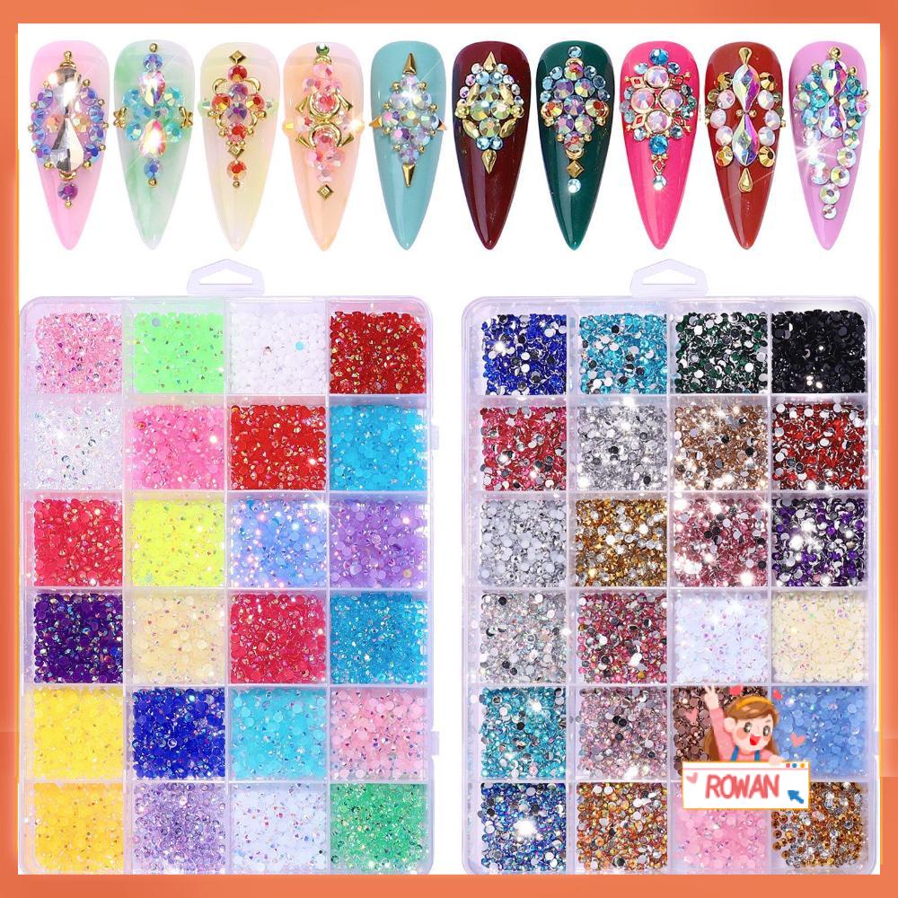 R-flower 3500pcs/box Nail Art Berlian Imitasi Dekorasi Resin Strass Batu Flatback Mix Multisize