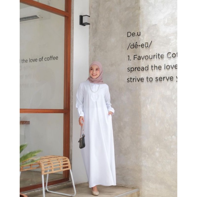 Gamis putih katun toyobo gamis busui gamis model A gamis lurusan